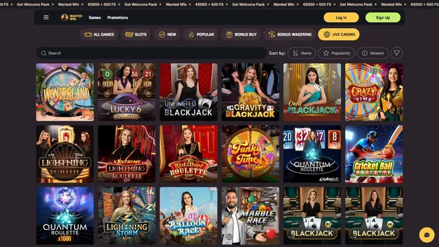 wantedwin casino live games