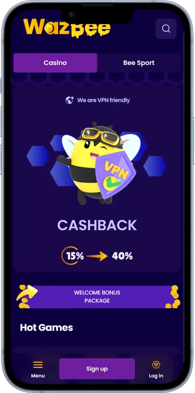 wazbee casino phone main page