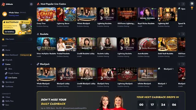 whale.io casino live games