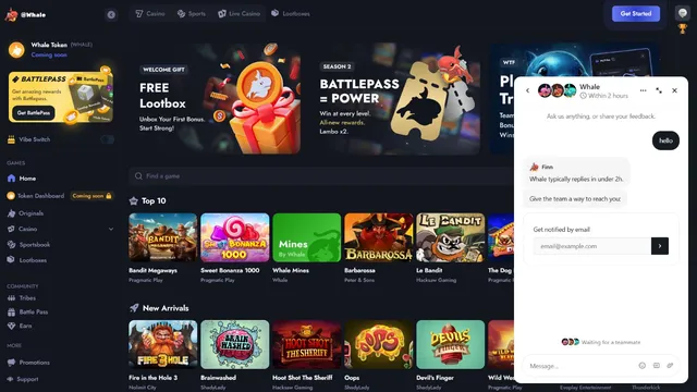 whale.io casino support