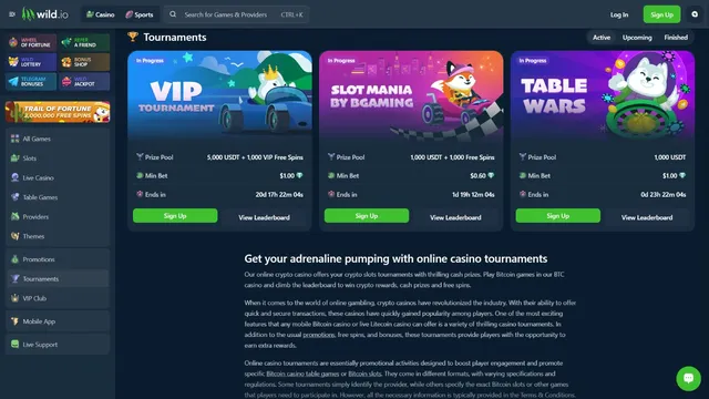 wild.io casino tournaments