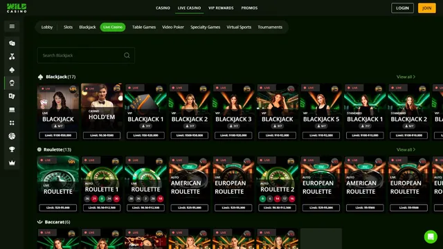 wildcasino live games