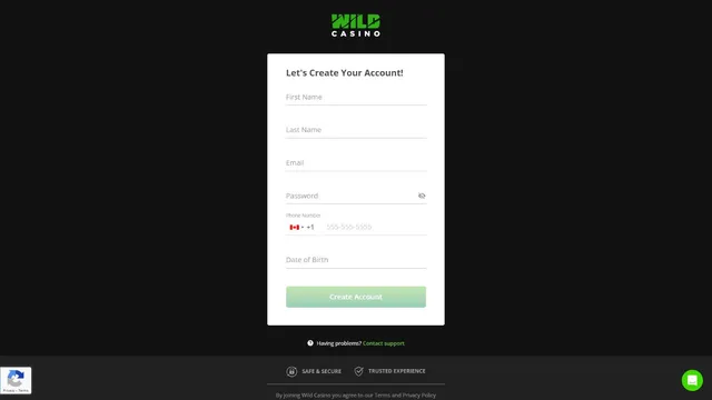 wildcasino registration