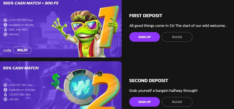 wildcoins casino deposite bonus