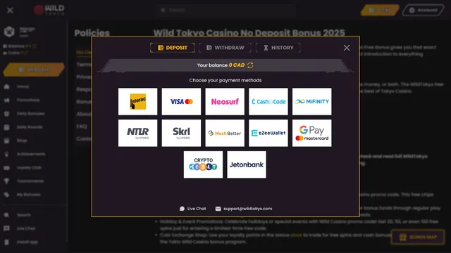 wildtokyo casino deposit
