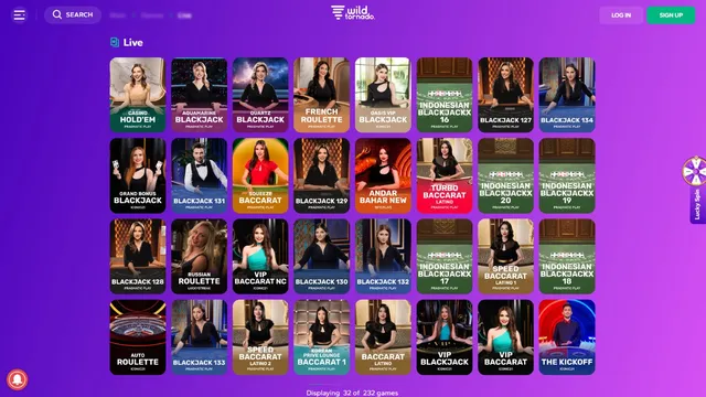 wildtornado casino live games