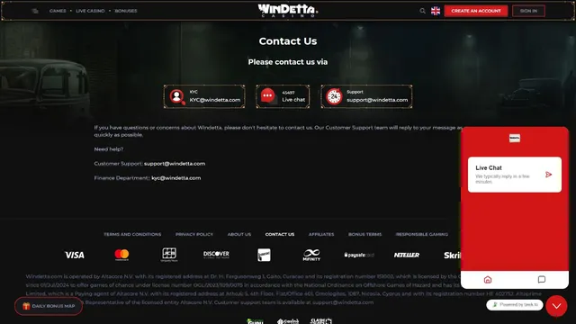 windetta casino support