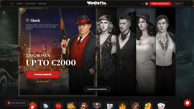 windetta casino website screen