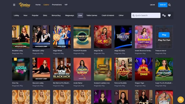 winning casino live games