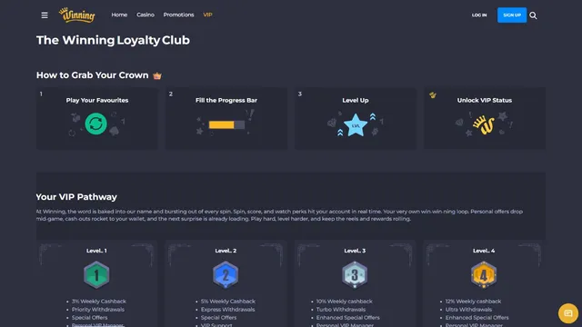 winning casino vip club