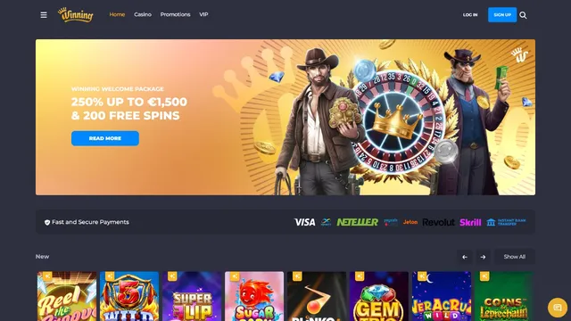 winning casino website screen
