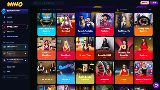 wino casino live games