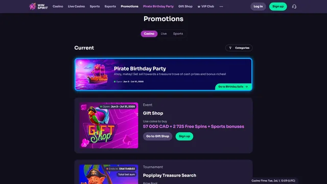 winspirit casino promotions