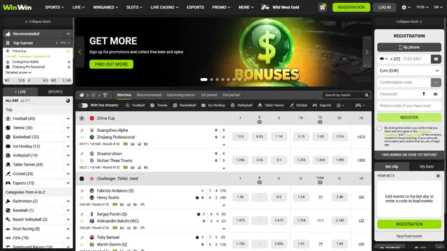 winwin casino website screen