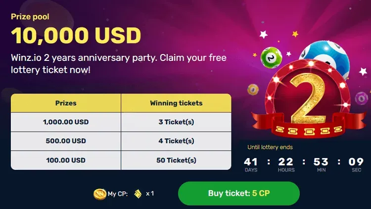 winz casino birthday lottery ticket