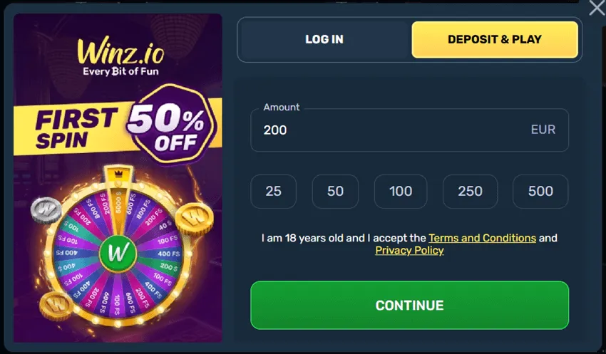 winz.io casino black friday deposit offer