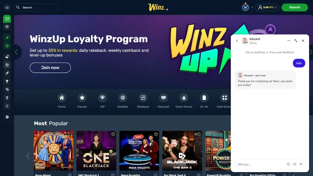 winz casino support