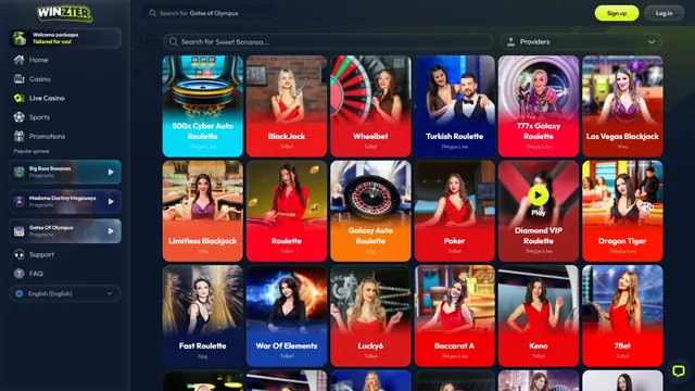 winzter casino live games