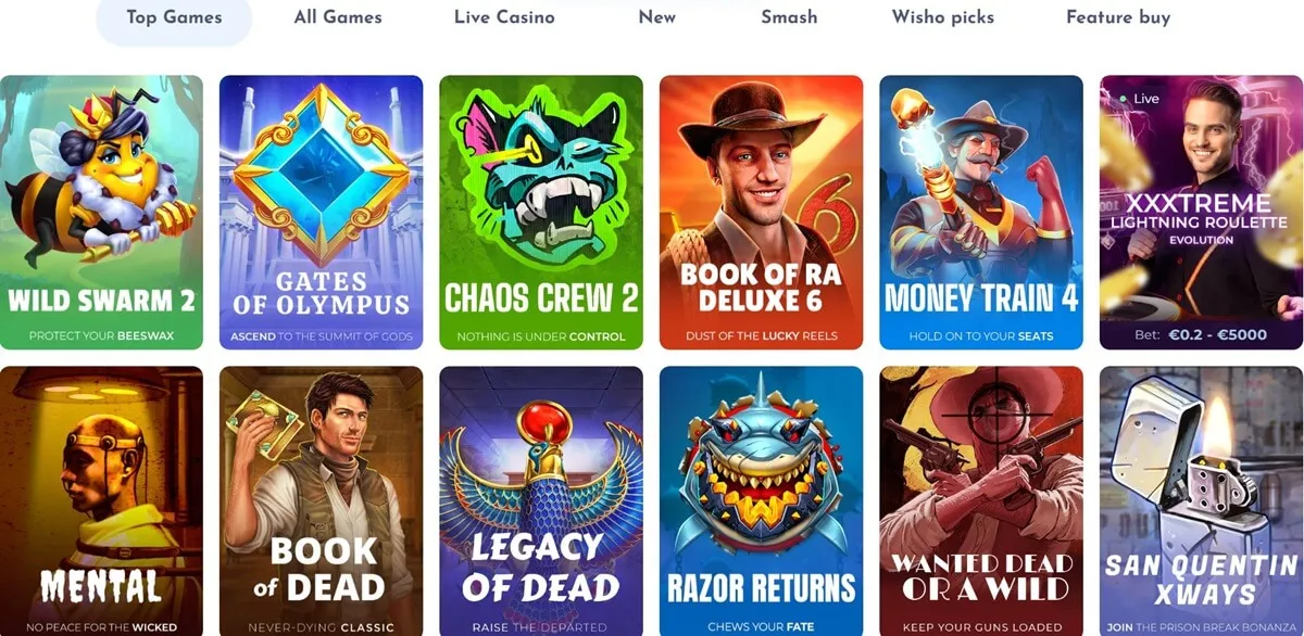 wisho casino games