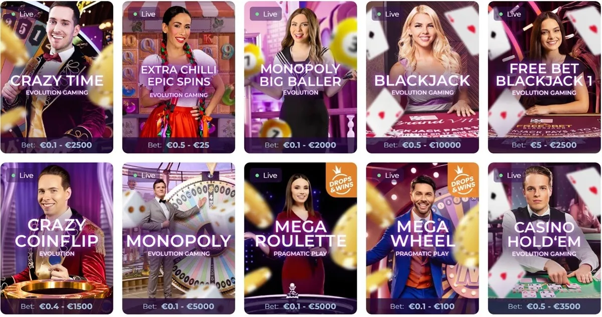 wisho casino live games