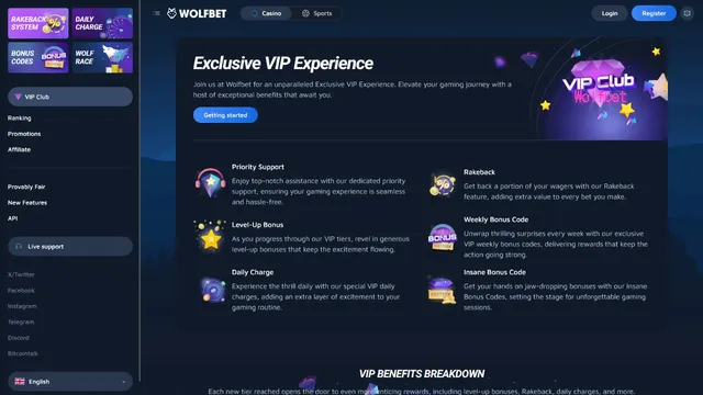 wolfbet casino vip club