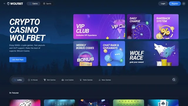wolfbet casino website screen