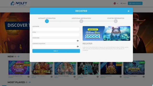 wolfy casino registration