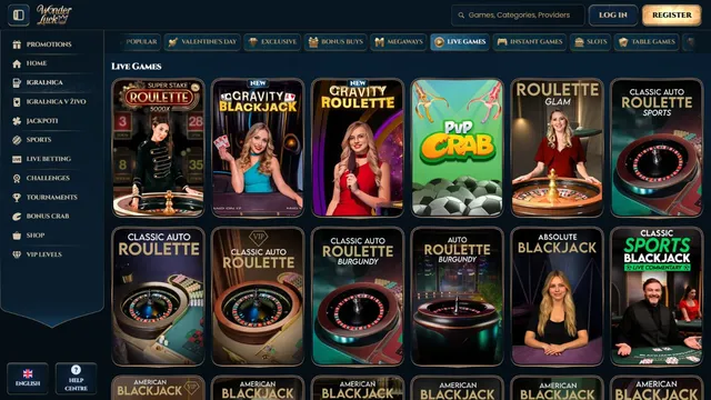 wonderluck casino live games