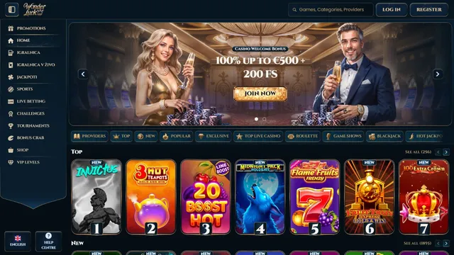 wonderluck casino website screen