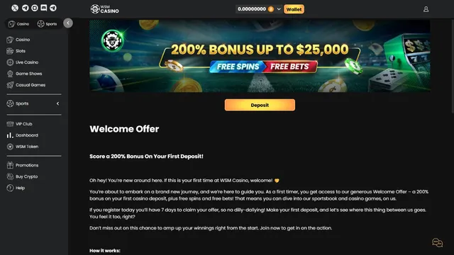 wsm casino welcome bonus