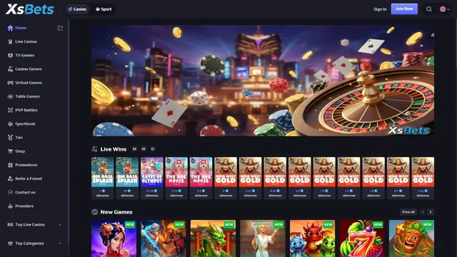 xsbets casino website screen