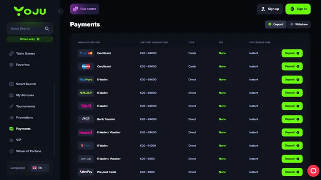 yoju casino payments
