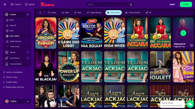 zinkra casino live games