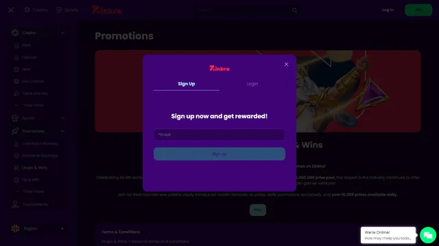 zinkra casino registration