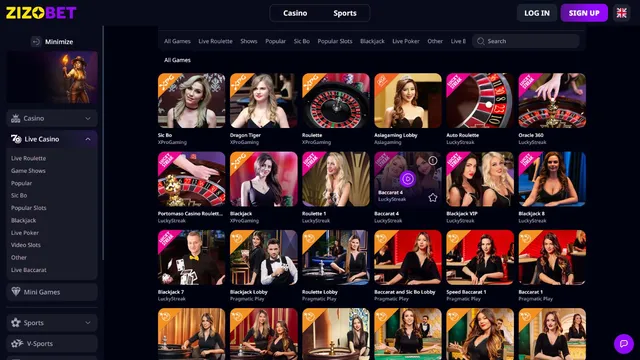 zizobet casino live games