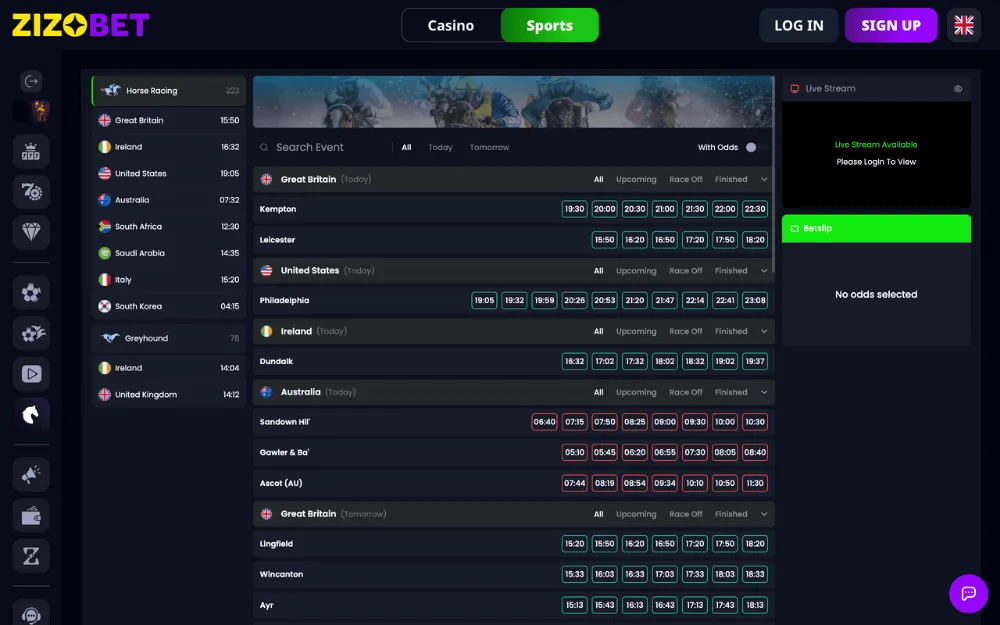 zizobet casino racing icon