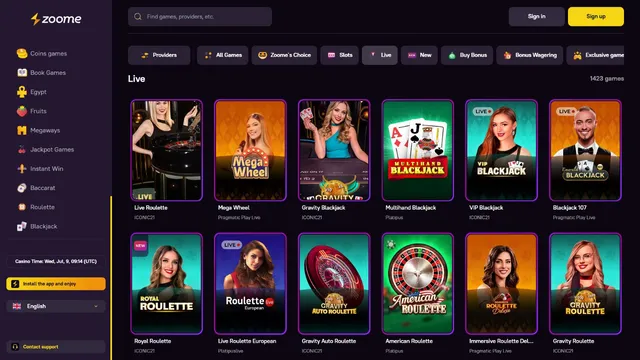 zoome casino live games