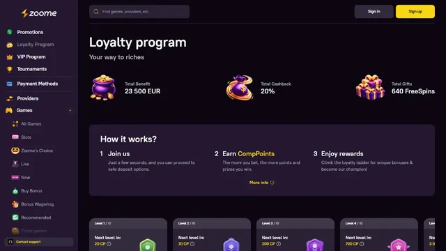 zoome casino loyalty program