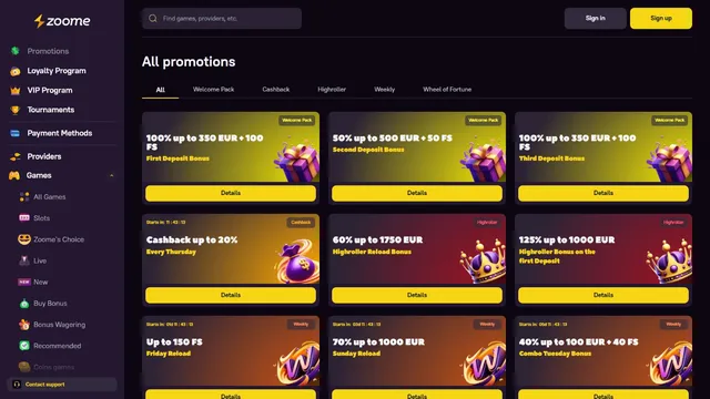 zoome casino promotions