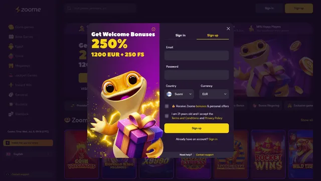 zoome casino registration