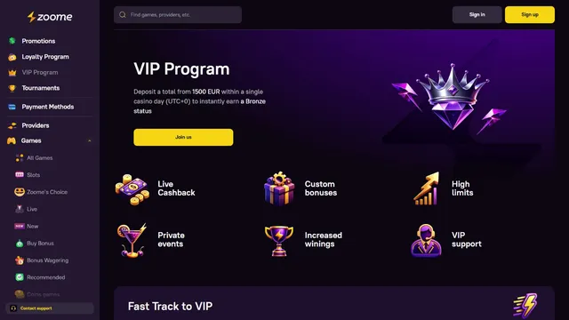 zoome casino vip club